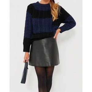 NEW Tuckernuck Colorblock Cable Knit Sweater - Blue and Black size XS